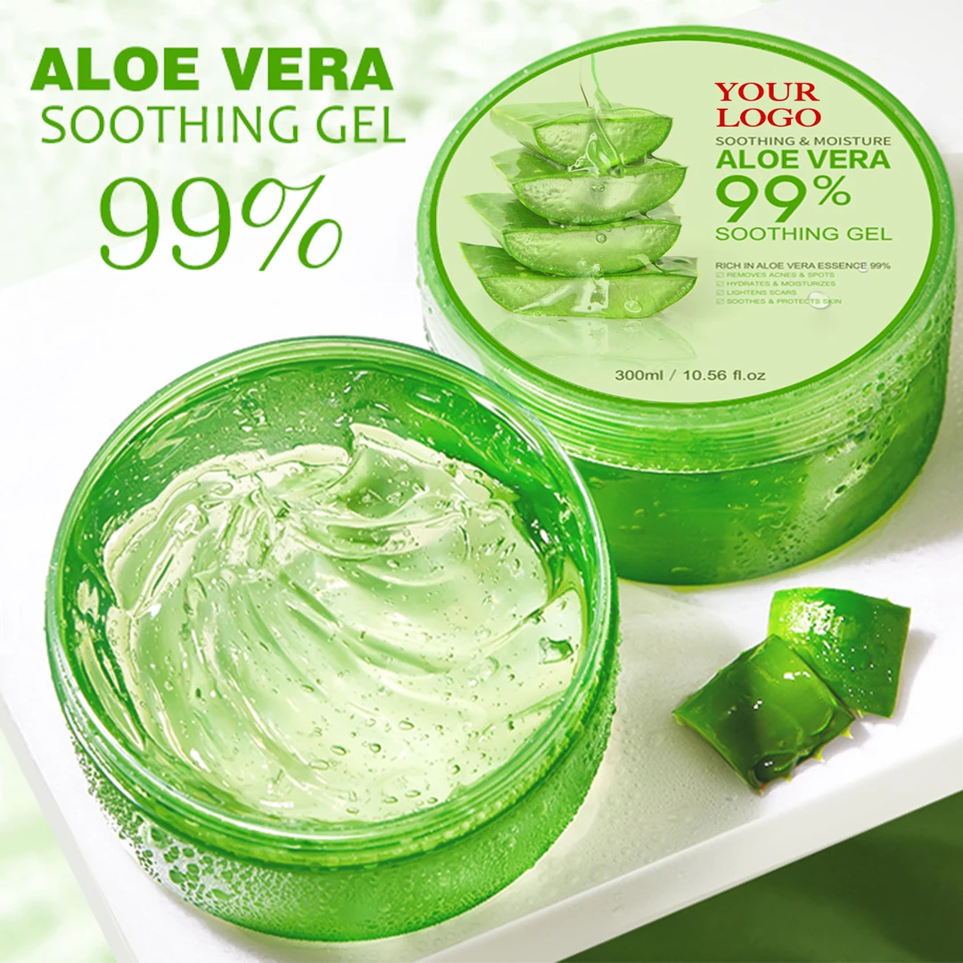 Private Logo Organic 99% Pure Aloe Vera Gel From Aloe Plant Soothing Repair Sunburn Aloe Gel
