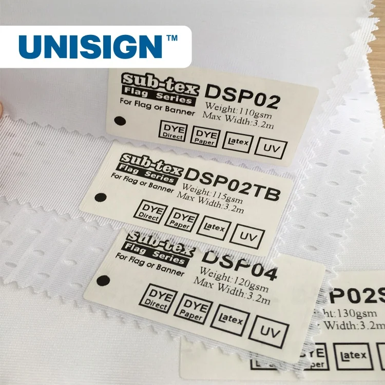 Unisign Supplier 110gsm-120gsm 100% Polyester Flag Fabric Material Roll for Dye Sublimation Direct Printing