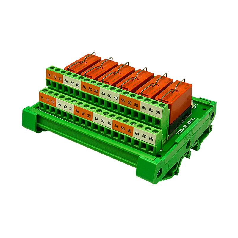 6-channel Tyco Electromagnetic Relay Module Terminal Block PLC Output Interface Board Rt424024 Two Opening and Two Closing 12V