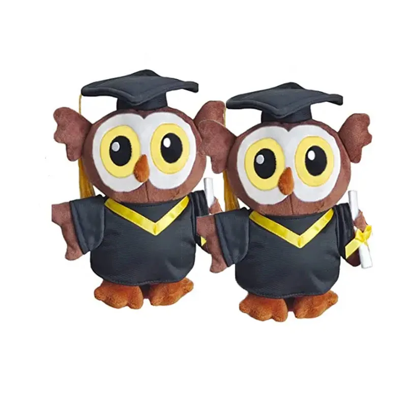 Graduation Plush Stuffed Animal Owl with Graduation hat  Diploma Gift in Graduation Dress