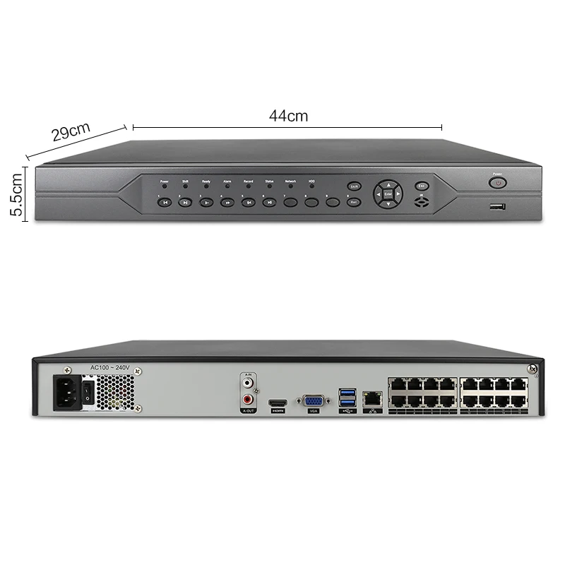Сетевой видеорегистратор 16 каналов 5 Мп 48 В POE NVR h.265 P2P ONVIF для систем видеонаблюдения с