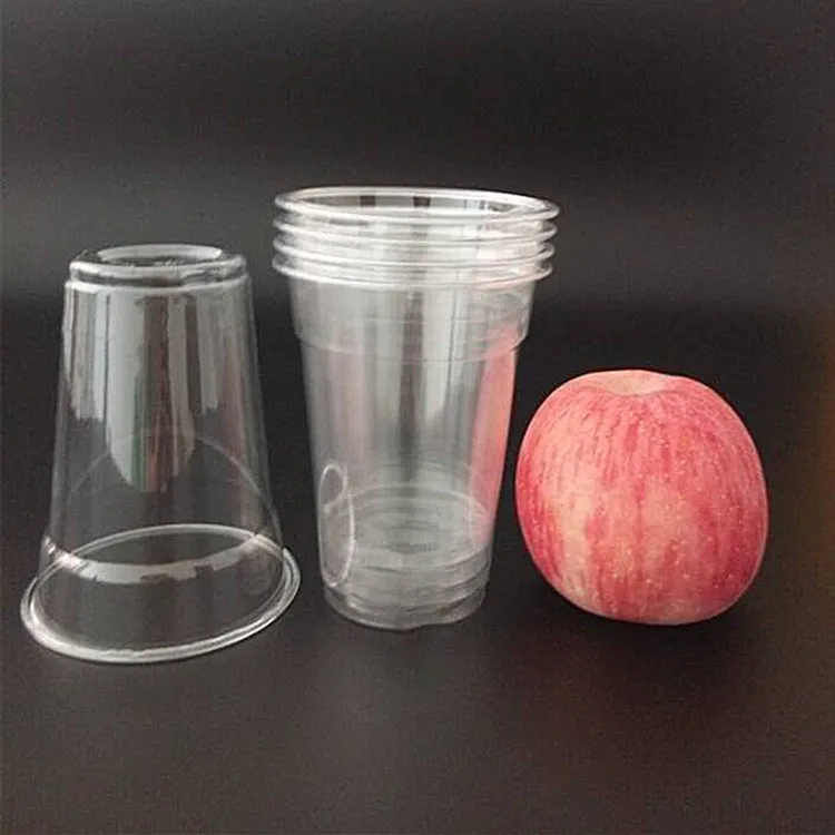 Custom printing logo 12oz 16oz 24oz clear cold drink pp pet pla disposable plastic cups with lids U-shaped boba bubble tea cup
