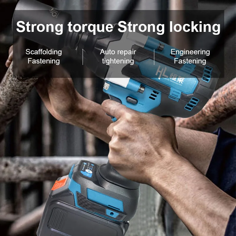 HENGLAI 20V 1500N.m 1/2 Inch Brushless Lithium Li-ion Battery Cordless impact wrench socket power