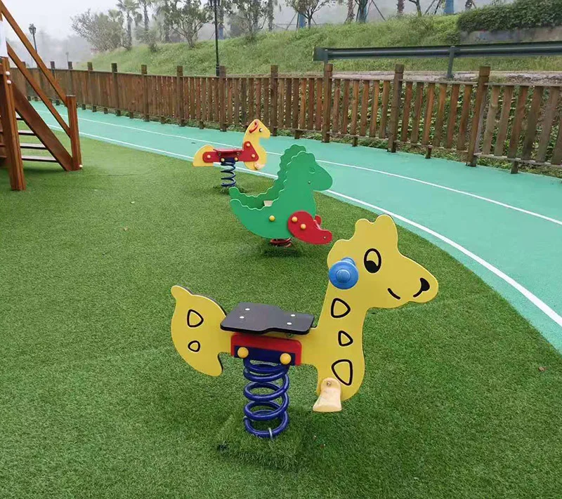 Qunzhen Customized Children Amusement Park Outdoor Playground Kids PE Board Rocking Horse