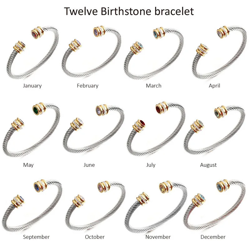 Luxury Braided Charm Open Cuff Men Women Sporty Bangles Trendy Stainless Steel Bracelets With Crystal Jewelry