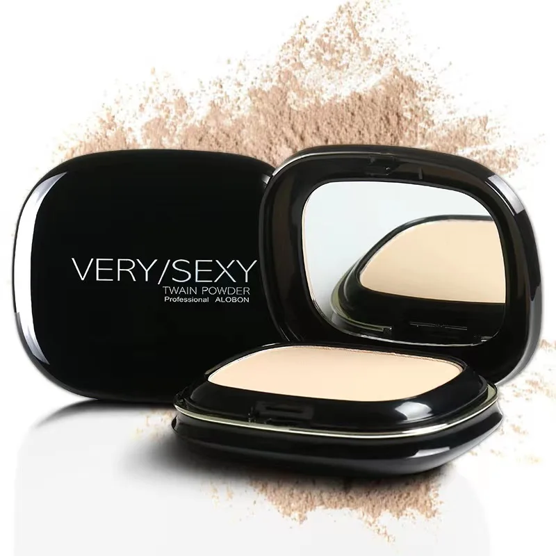 OEM private label makeup packaging double layer smooth matte waterproof powder pressed foundation