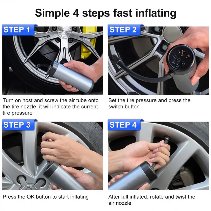 Newest 150PSI Products Adaptable Portable DC 5V 2A Portable Multi-function Car Tyre Pump Air Compressor Air Pump for Car Tires