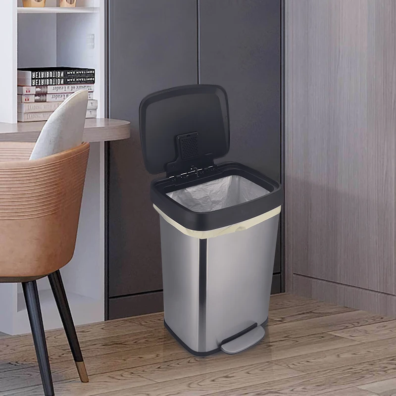 Kitchen  Recycle Bin Street  Hotel 13 Gallon Pop Up Plastic Metal Commercial  Outdoor Stainless Steel Patio Trash Can