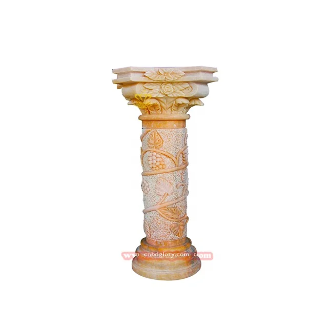 Indoor Luxury Stone Art Sculpture Wedding Decorative Base Polished Marble Pillar Design