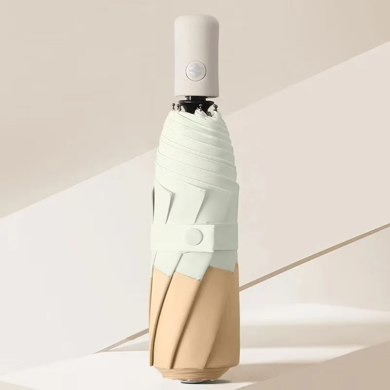 2024 New Small Fresh Fully Automatic 23 Inches 8K Umbrella Edge Connection Korean Original Design 3 Folding Umbrella