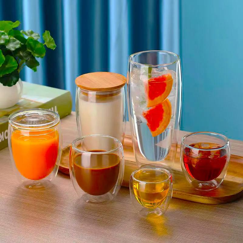 High Borosilicate Double wall tumbler whiskey Transparent glass