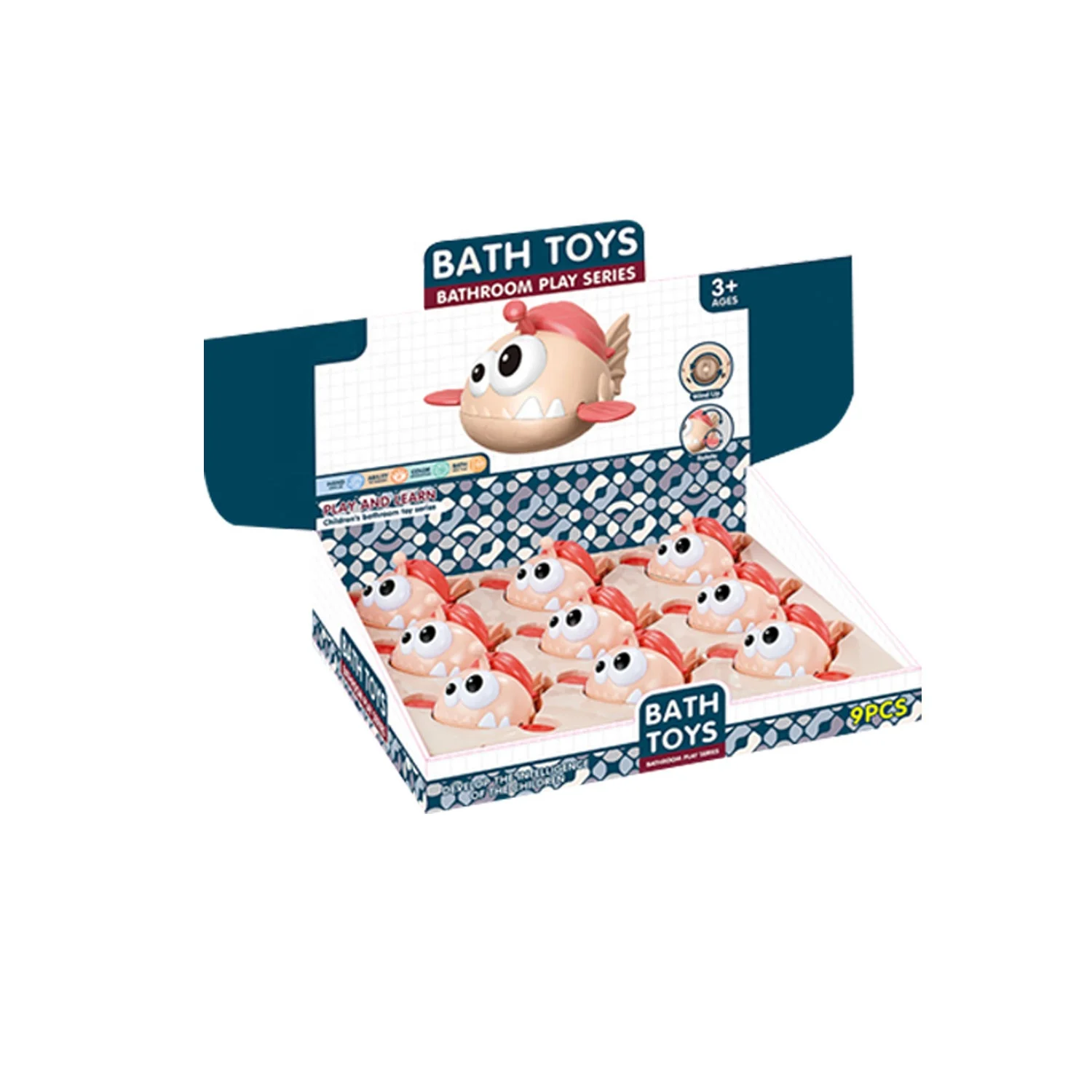 Hot Sale amazon best cute bathroom play series toys sharks animal diving toys safe plastic 9 pcs spray water baby bath toys