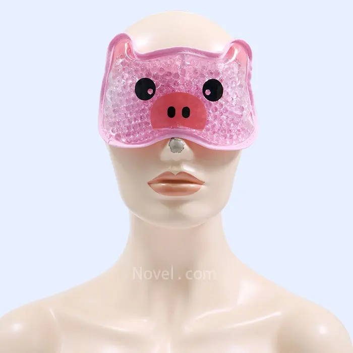 Wholesale luxury hot cold gel beads pack cute animal sleeping eye sleep mask custom