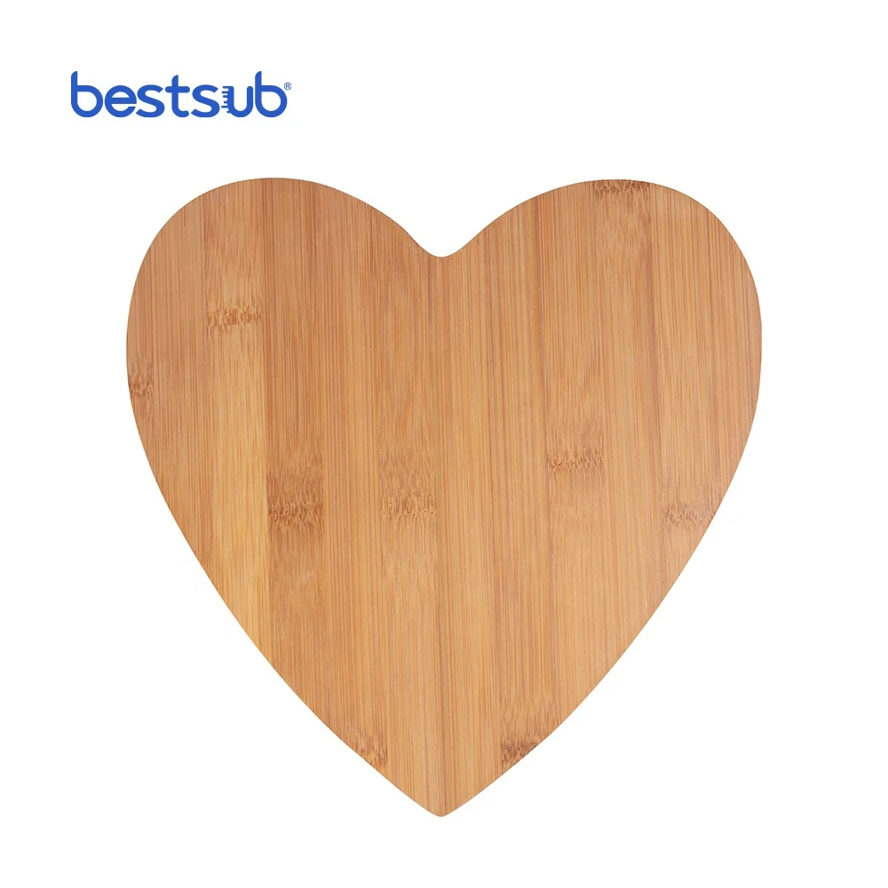 BestSub Wholesale 25.2*25.5*0.9cm Engraving Blanks Chopping Blocks Engrave Material Heart Shaped Bamboo Cutting Board