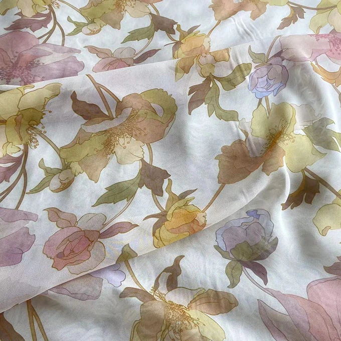 8mm\10mm\12mm silk georgette gown fabric silk georgette floral print fabric