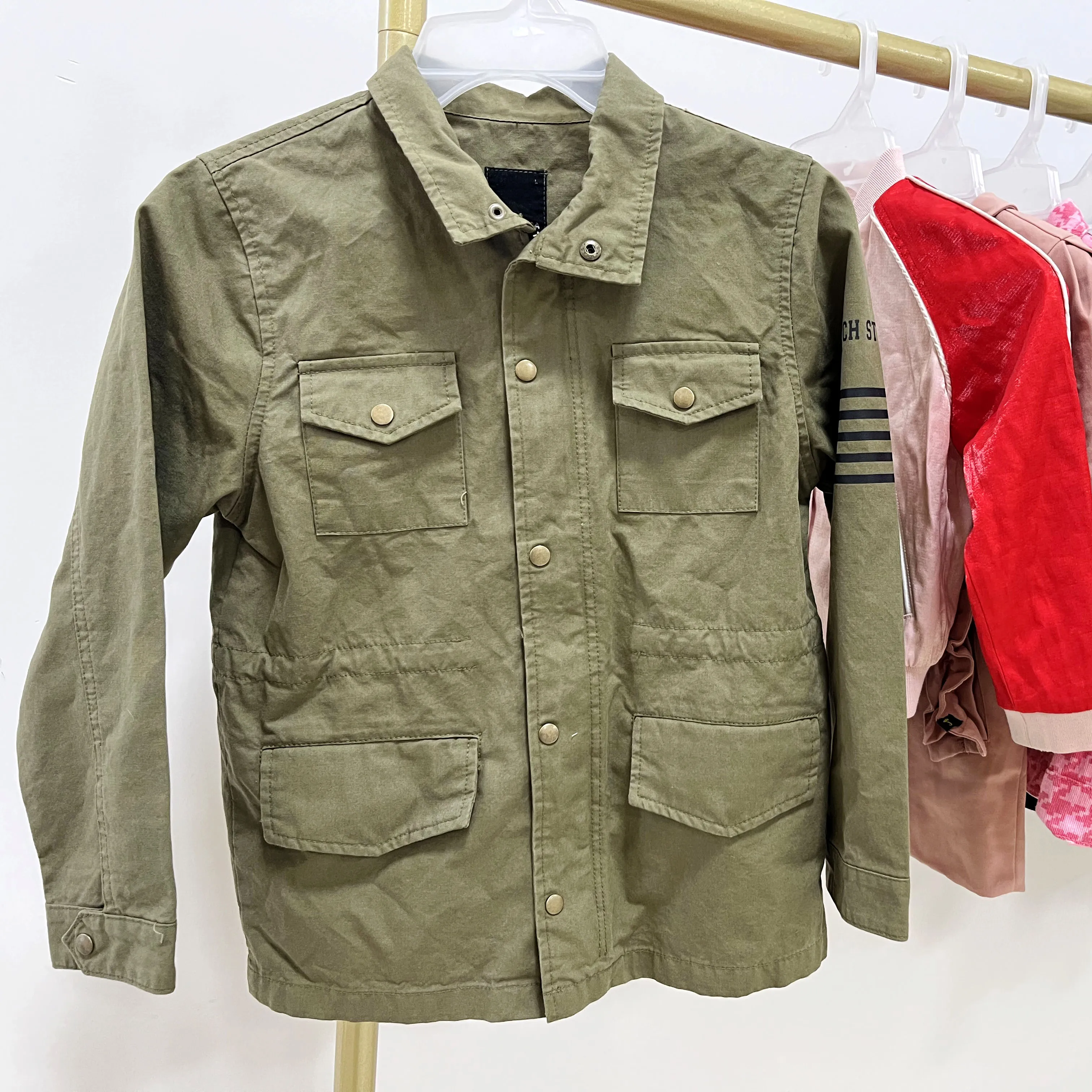 wholesale used clothes kids windbreaker long cotton jacket for 5-10years old girls second hand clothing minxed bales