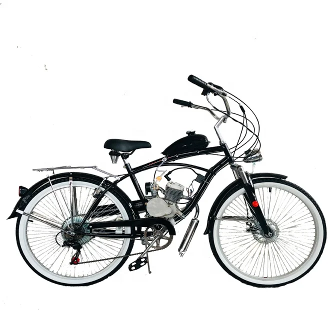 26 inch 7 gear motorized beach cruiser bike 80cc engine kit gasoline moto cycle motor bicycle