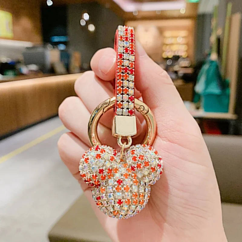 Hot Sell High Quality Crystal Rhinestone MK Mouse Keychain Leather Key Chain Metal Key Chain