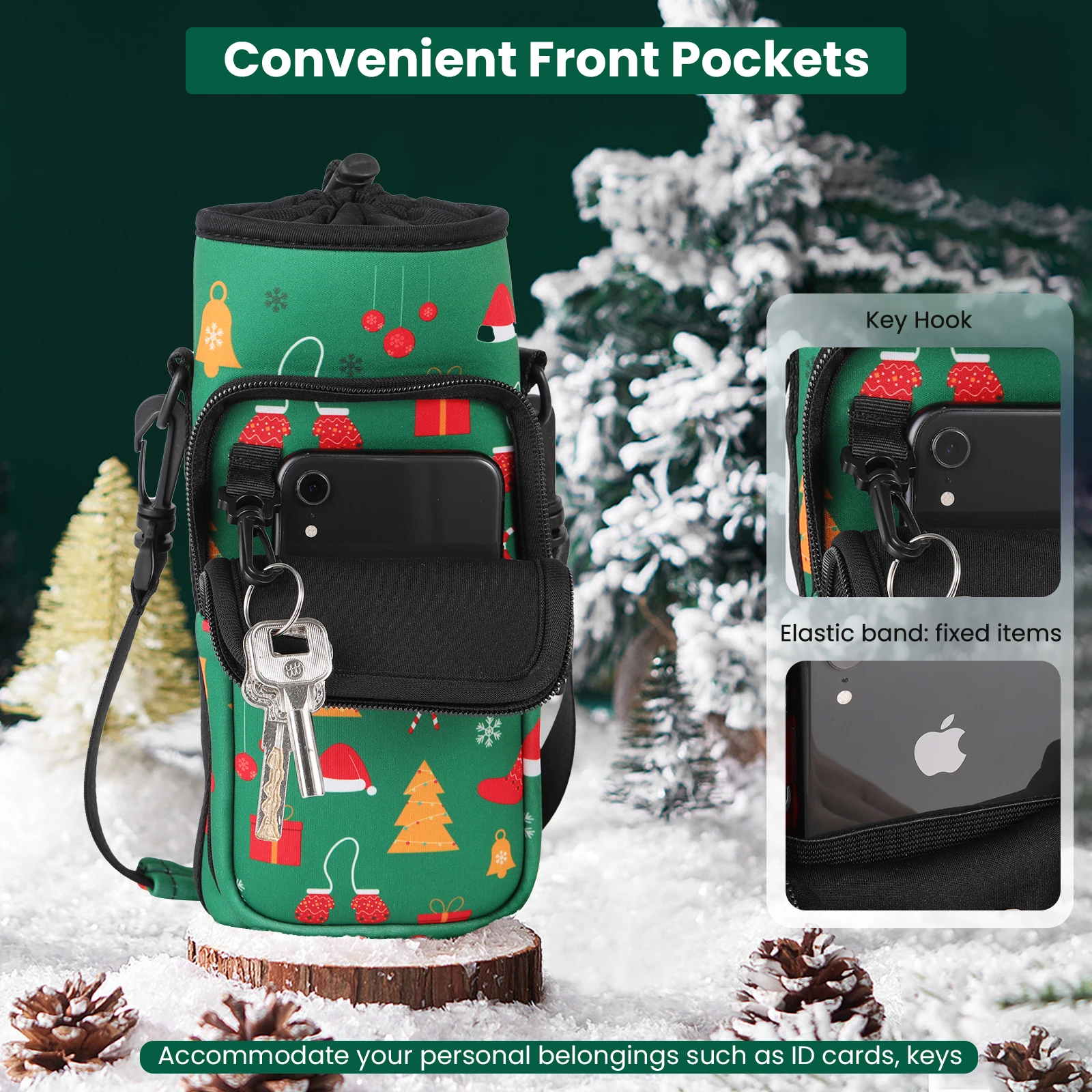 Custom Neoprene Bottle Carrier Adjustable Shoulder Strap Sports Insulated Water Bottle Holder Sling Bag for Hiking water bottle