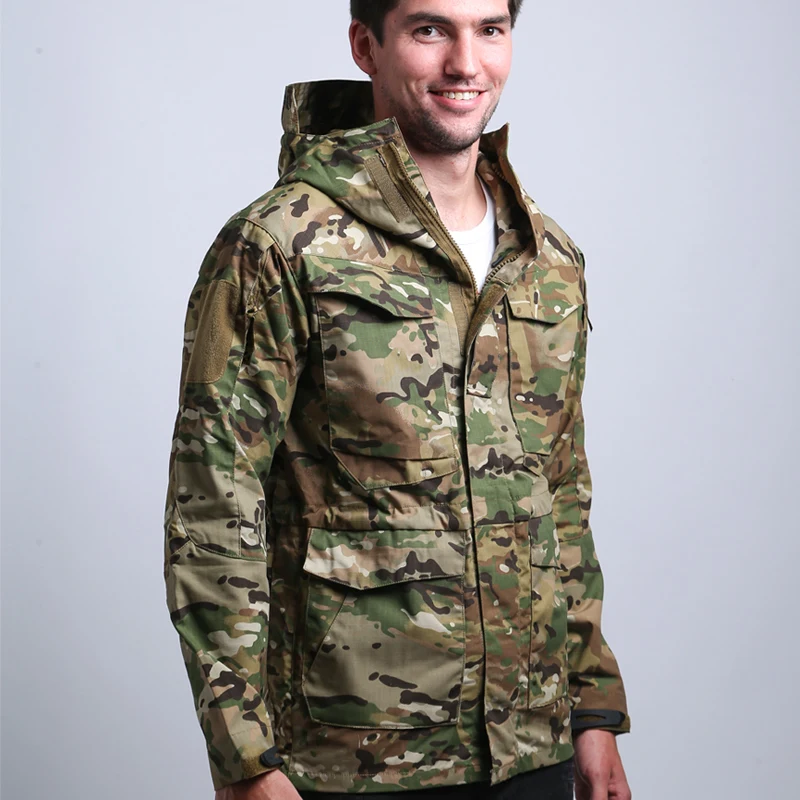 Spring/autumn outdoor waterproof windbreaker breathable long section M65 army tactical jacket for men