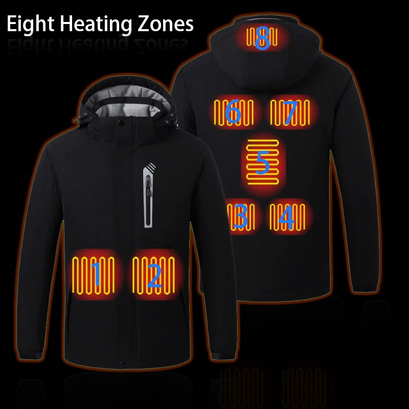 Electrical warming clothes usb warmer 8 heat zones jacket man heated jacket battery heat winter jacket