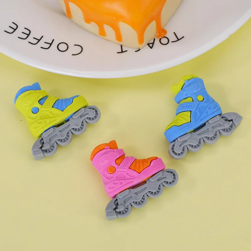 3D Kids School Stationery Mini Cute Rolles Skates Pencil Erasers Bulk Bag-Shaped TPR Eco-Friendly for Students