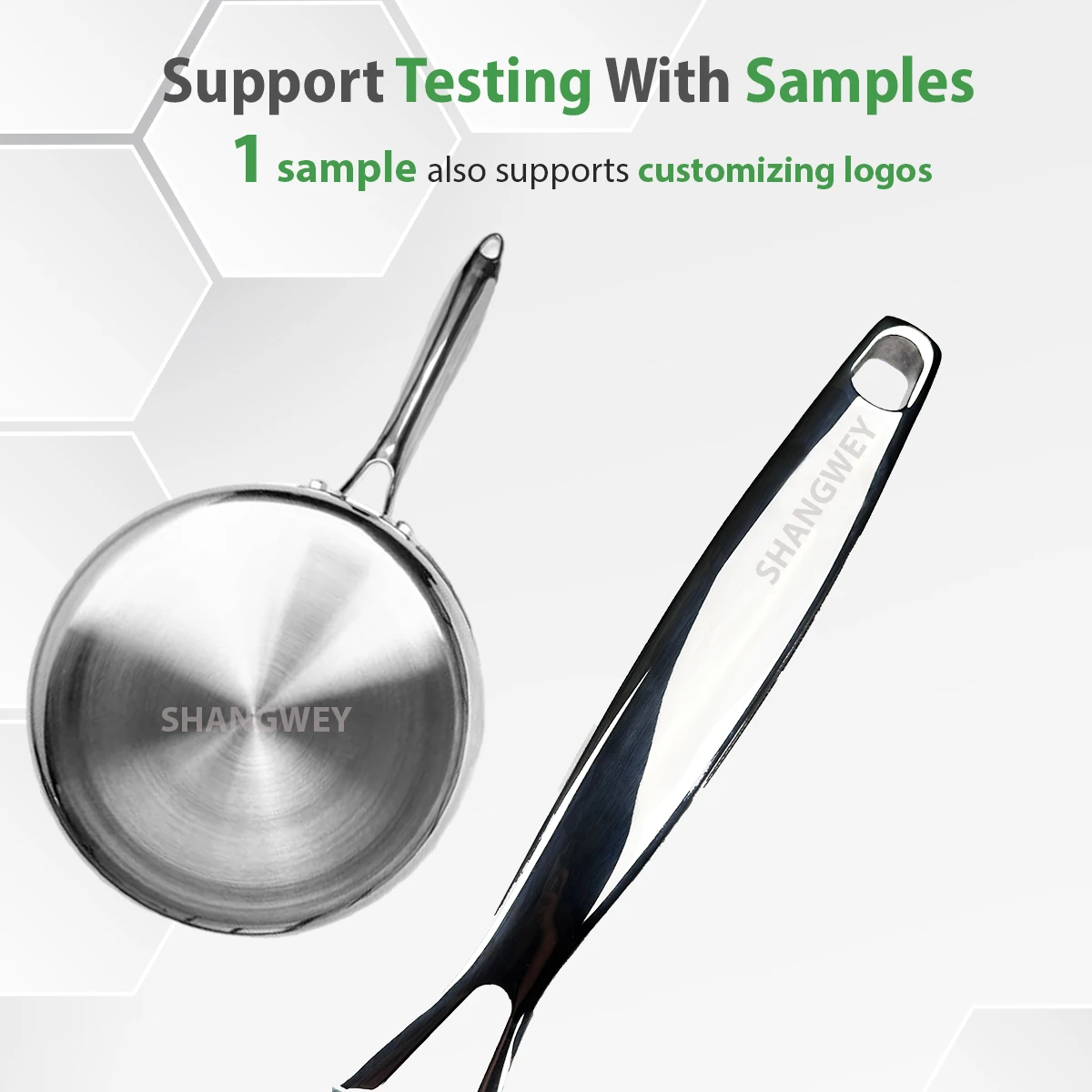 Shangwey Cookware Hexlad Honeycomb Coating Frying Pan Triply Stainless Steel Cookware Skillet Pan Nonstick Metal Fry Pan