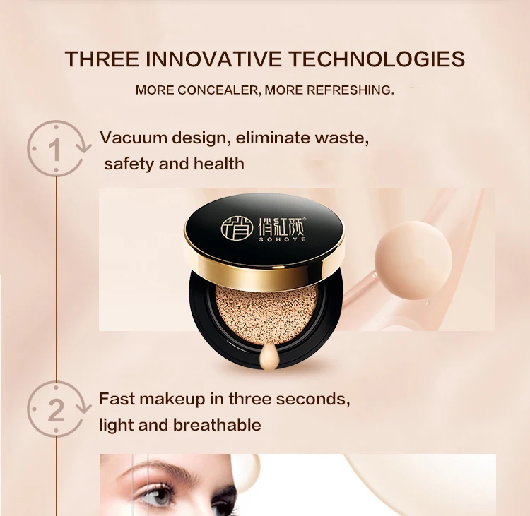 In Stock Cosmetic Makeup BB & CC Cream Korea Natural Organic Concealer Whitening Brightening Air Cushion CC Cream