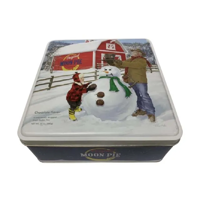 L235*W220*H55mm Hot sale USA Food grade Tin Box for Cookie Packing Metal Rectangular Tin Box Container