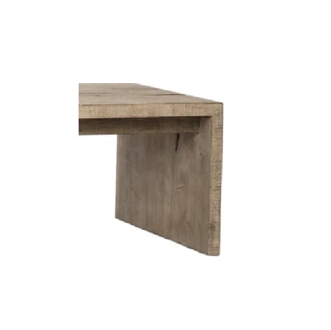 Low height reclaimed pine wood transitional style antique coffee table