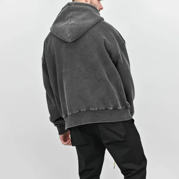 High quality 100% cotton acid washed hoodie High Street Series Washing old sweater stone washed vintage hoodie