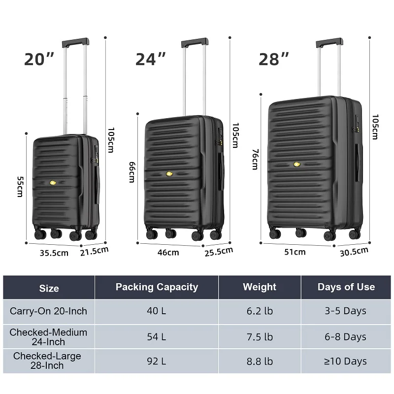 Wholesale 20 24 28 inch carry on Travel Suitcase Aluminum Frame Large Capacity Luggage Wheels for Men and Women