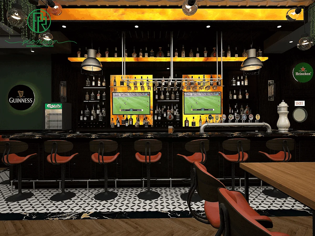 Irish Restaurant Pub Counter Design Sport Bar Furniture Commercial Hookah Lounge Bar Counter for sale
