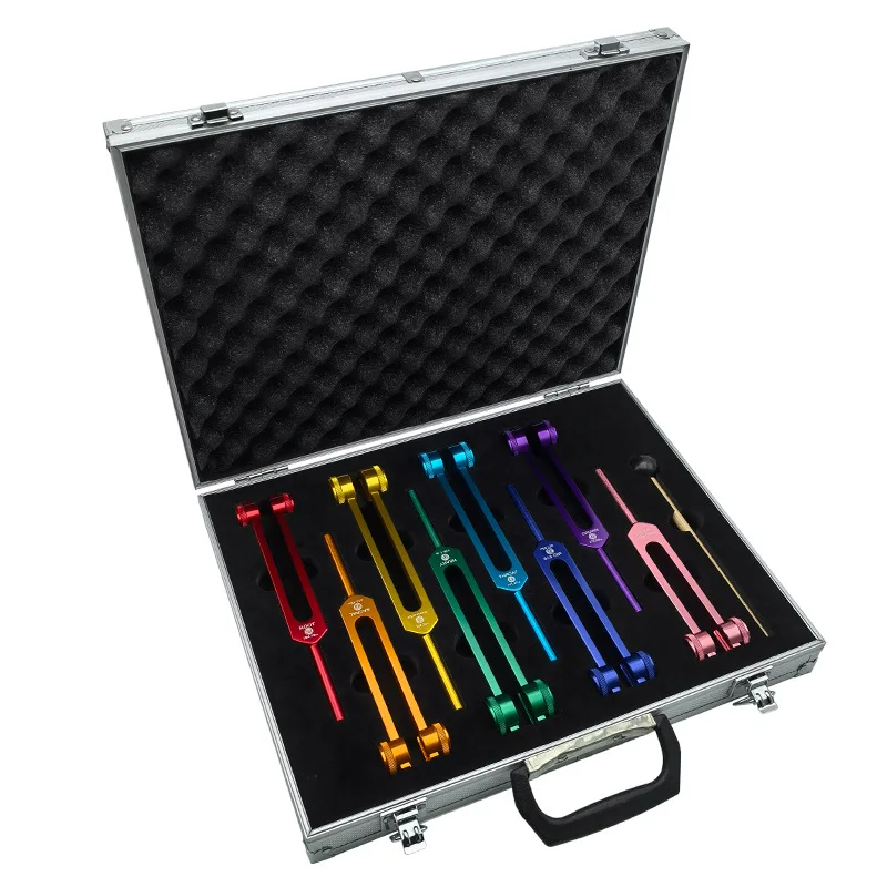 Eight Colored Aluminum Tuning Forks 126.22 136.1 141.27 172.06 194.18Hz Set Tuning Forks multi-purpose Tuning Forks