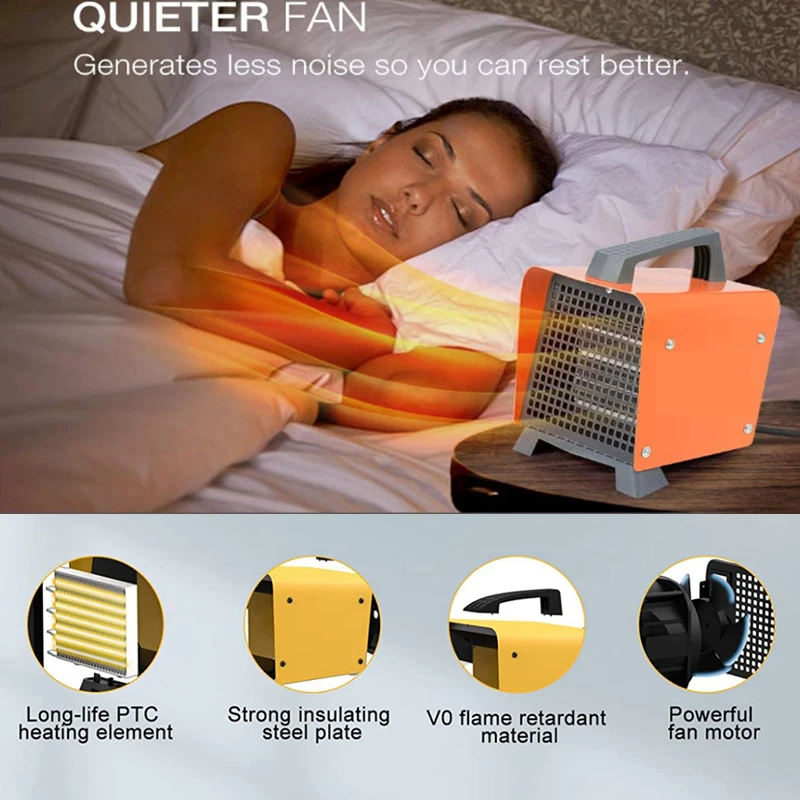Heat-Resistant 1.5KW 2KW Portable Electrical room heater fan ceramic fan heater For Home Bathroom