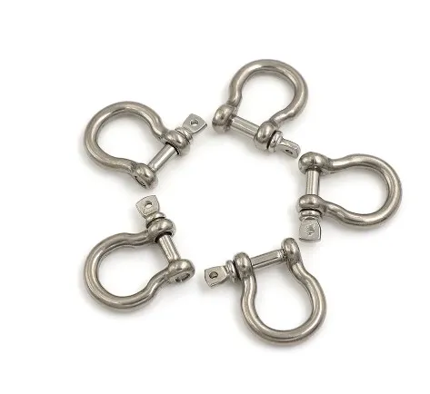 M4 Silver 304 Stainless Steel Rustproof Screw Pin Anchor Bow Shackle Clevis European Style