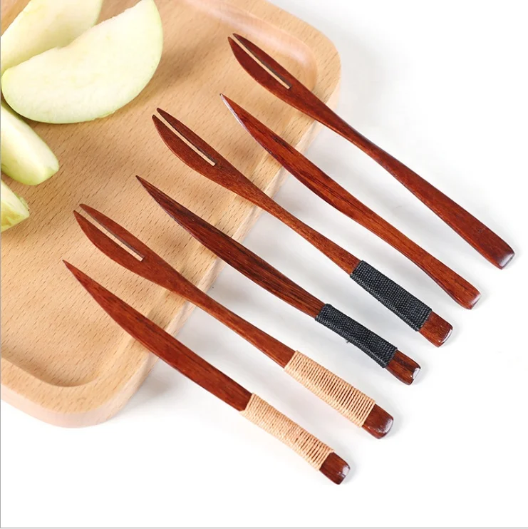 Wholesale Wooden Knife Wood Fork with Rope Head Customized Logo