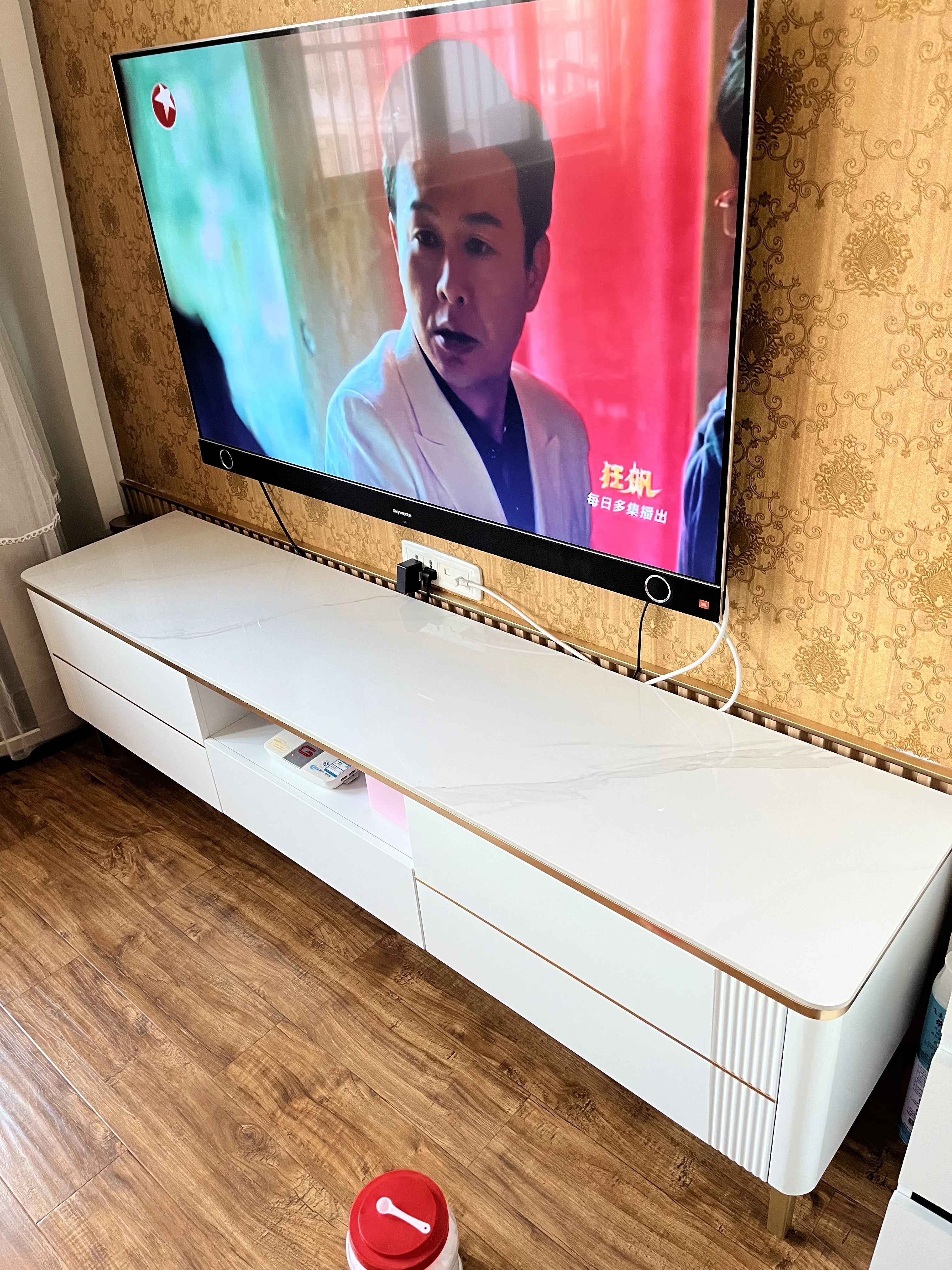 Factory high gloss marble tv table modern luxury tv stands and console for living room media centre