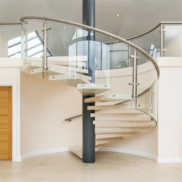 High end galvanized steel spiral stair saving space prefabricated wood spiral stair
