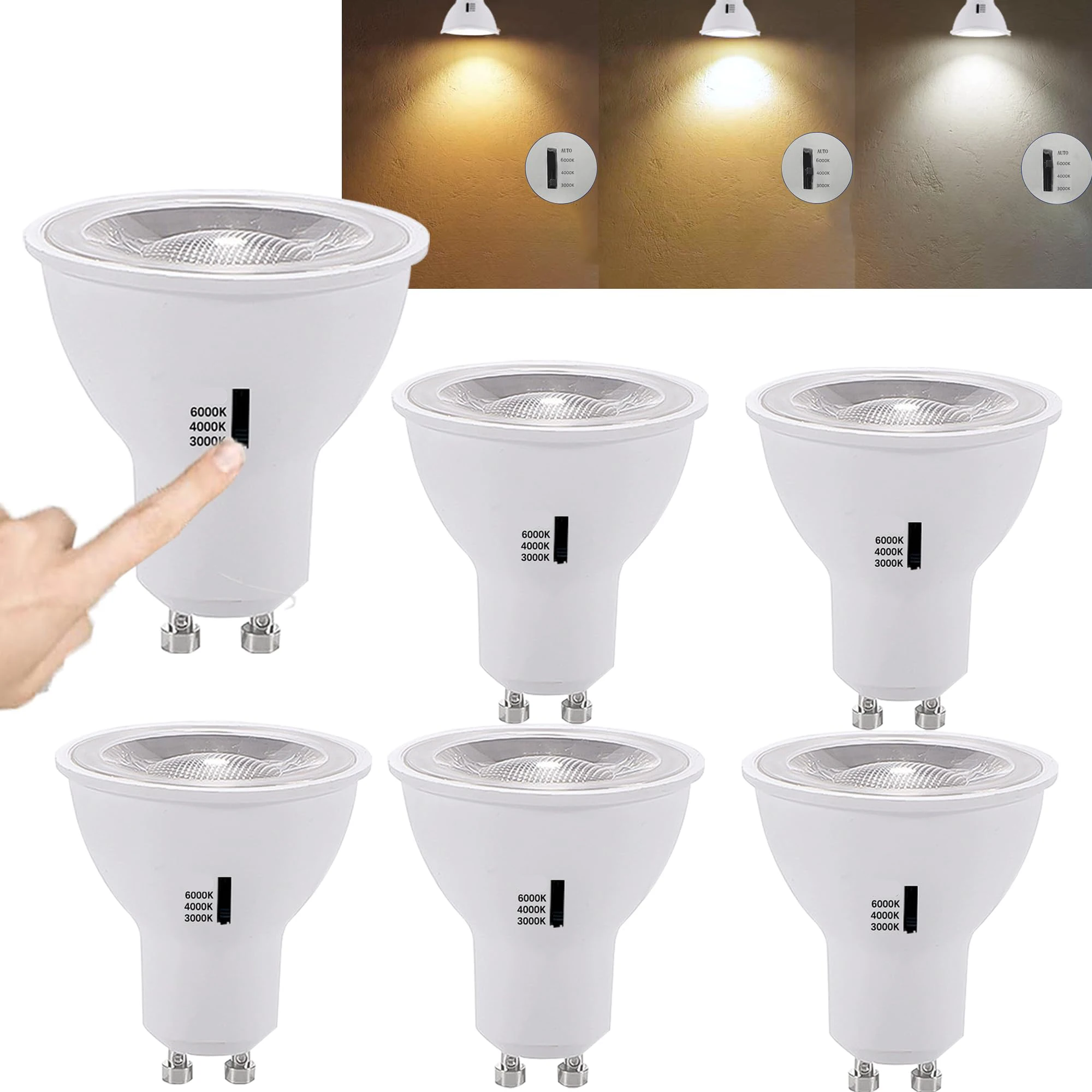 LED Bulb Dimmable 5W Wall Switch 3CCT Gu10 MR16 Ceiling Led Spotlights Downlight