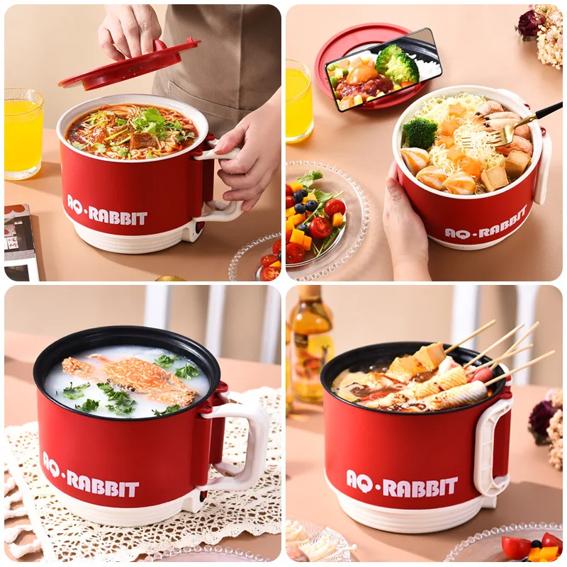 kitchen 1.6L chef pot for lazy non-stick hot pot student dormitory soup noodle pot mini skillet single electric multi cooker