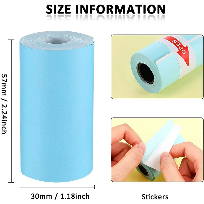 P50 Sticker Label 107x30mm 77x30mm 57x30mm Sticky Thermal Paper Roll for Mini Printer Phomemo Nimbot PeriPage Paperang