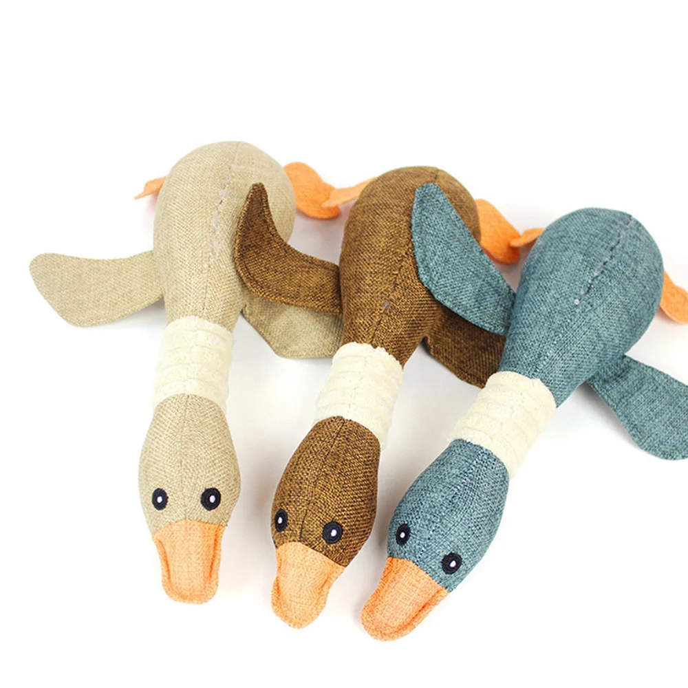 Hot Sale Plush Pet Dog Chew Toys Cute Wild Goose Shaped Puppy Cats Squeaky Toy Bite Resistant Squeaker For Dogs Teeth Cleaning