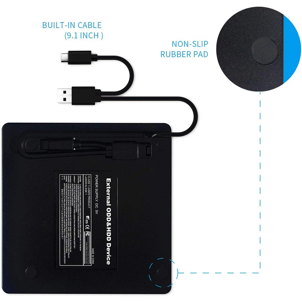 Raycue OEM/ODM External DVD Drive Rewriter USB 3.0 Portable CD Drive