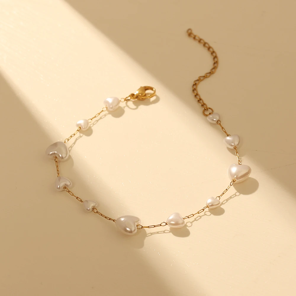 MX Necklaces for Women 18K Gold Plated Chain Necklace Bracelet Delicate Freshwater Pearl Necklace Everyday Fashion Jewelry Set