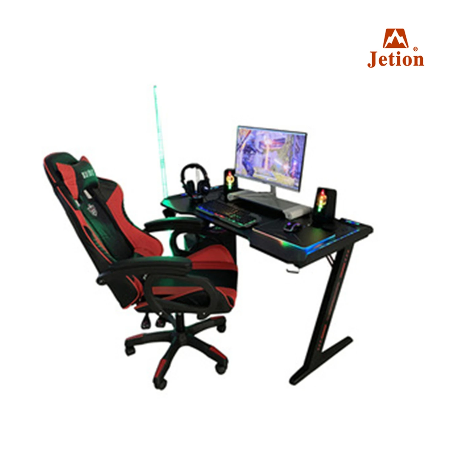 
2021 New design best sell black color RGB multi colors gaming pc game desk table standing gaming desk for gamer 