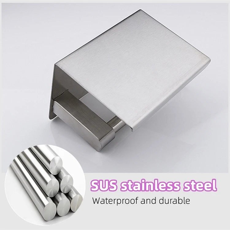 Stainless Steel No Drilling Bathroom Cabinet Under Tissue Holder Large Capacity Kitchen 3m Adhesive Paper Towel Holder Black