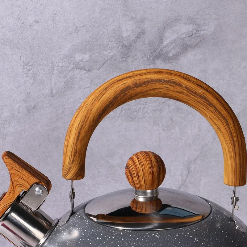 Hot Sales 2.5L Black Stainless Steel Kettle with Wood Handle for Gas and Induction Electric Cooker for Water Heating