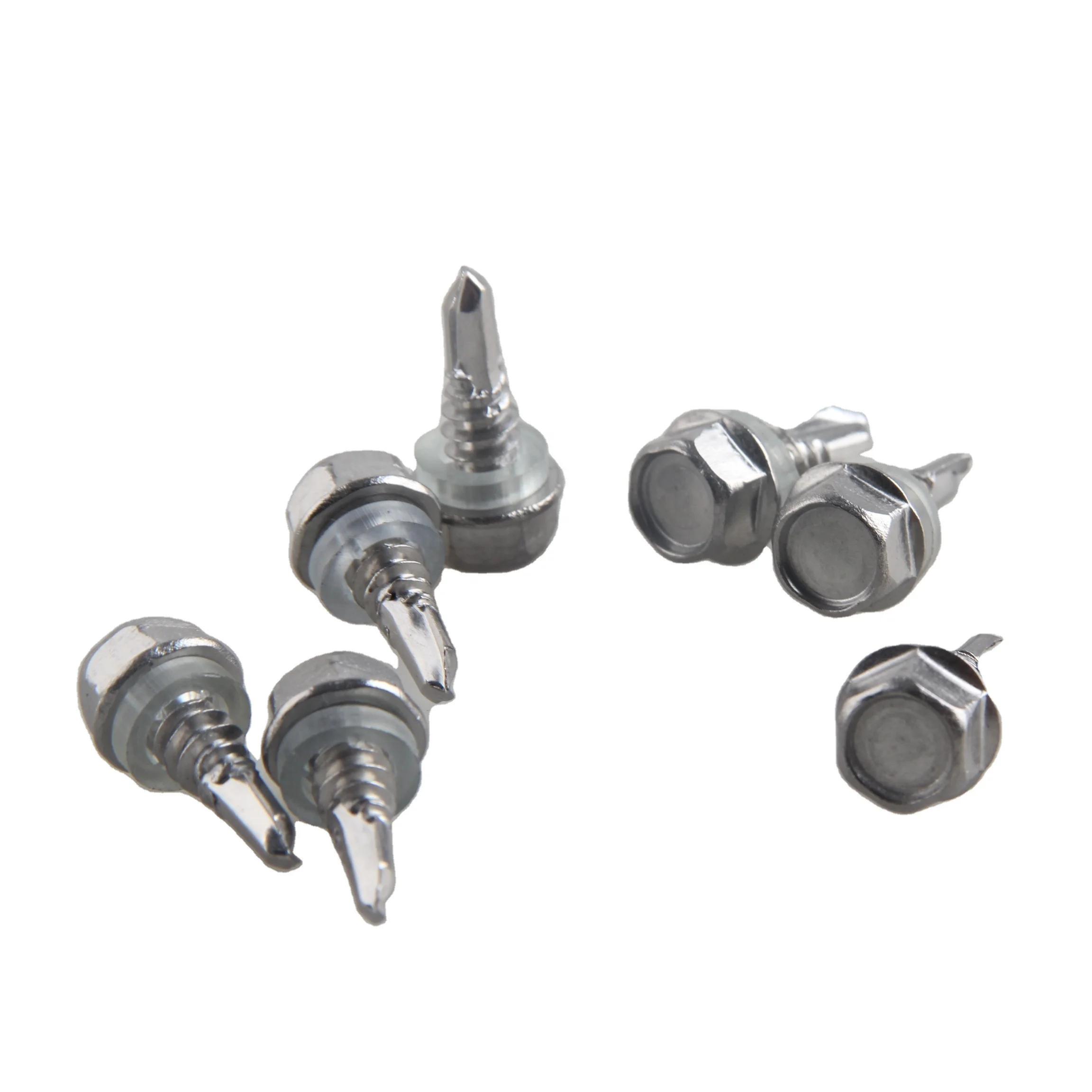 steel Din7504k with Epdm Washer White Zinc Plated Self drilling Screws Hex Flange Head Self Drilling Screw