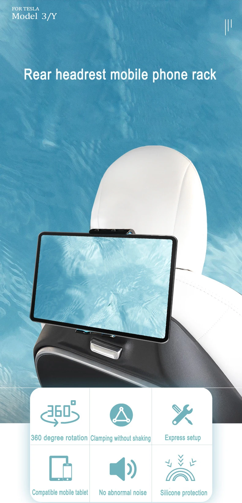 Car Rear Pillow Phone Holder For IPad Tablet 4-11/12.9 Inch Tablet Car Stand Seat Rear Headrest Mounting Bracket